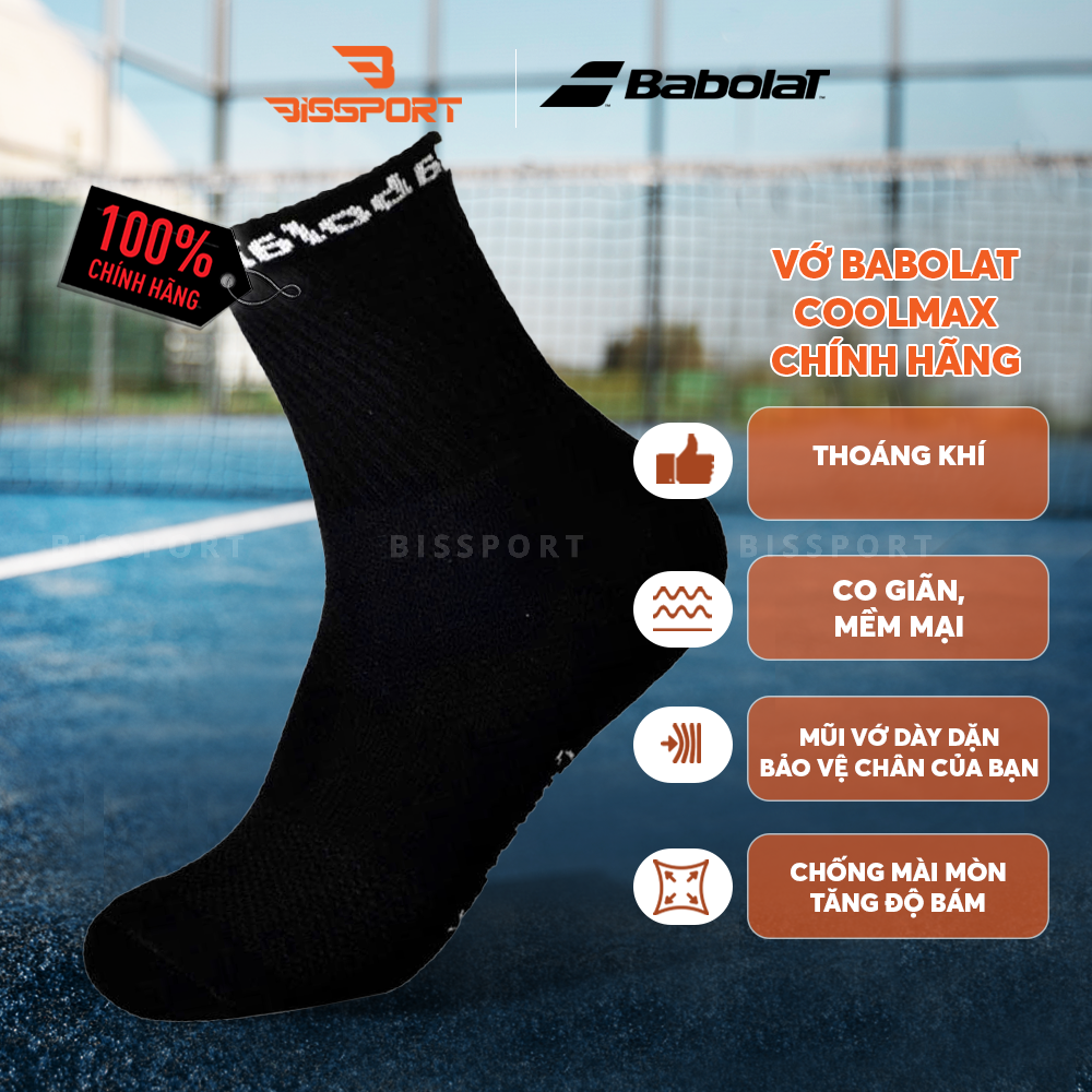 Vớ Thể Thao Pickleball / Tennis Babolat Chính Hãng - Co Giản - Êm Ái - Thoáng Khí - Bền Bỉ - Chống Trượt - Nhẹ